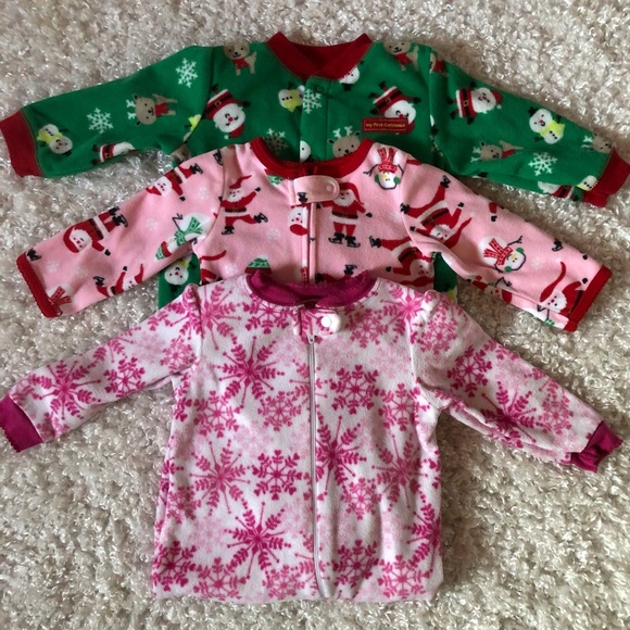 carter’s & holiday time Other - 3 pairs of winter holiday fleece zip up pajamas